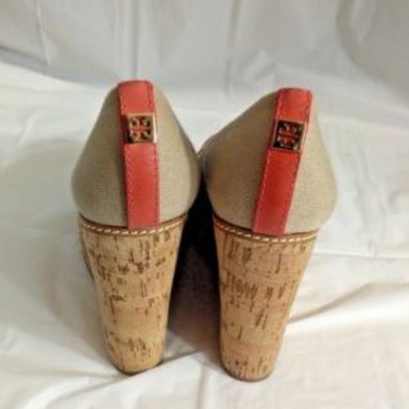 Tory Burch Beige Tan Orange Sole Cap Toe  10.5 - Picture 5 of 8